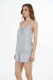 Woman Katia Satin Thin Strap Sleeveless Short Set