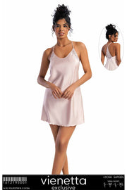 Woman Satin Latia Sleeveless Thin Strap Lace Detail Tunic