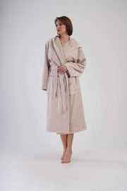 Woman Bukle Cream Hoodie Detail Long Sleeve Bathrobe