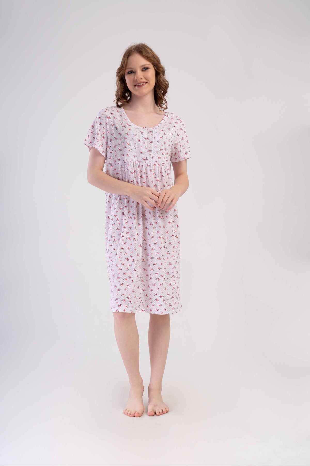 Woman Cotton Poca Grandma Short Sleeve Nightgown