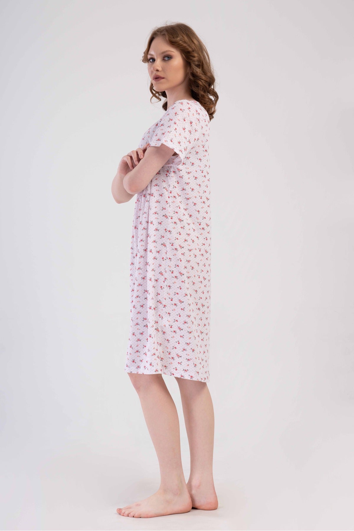 Woman Cotton Poca Grandma Short Sleeve Nightgown