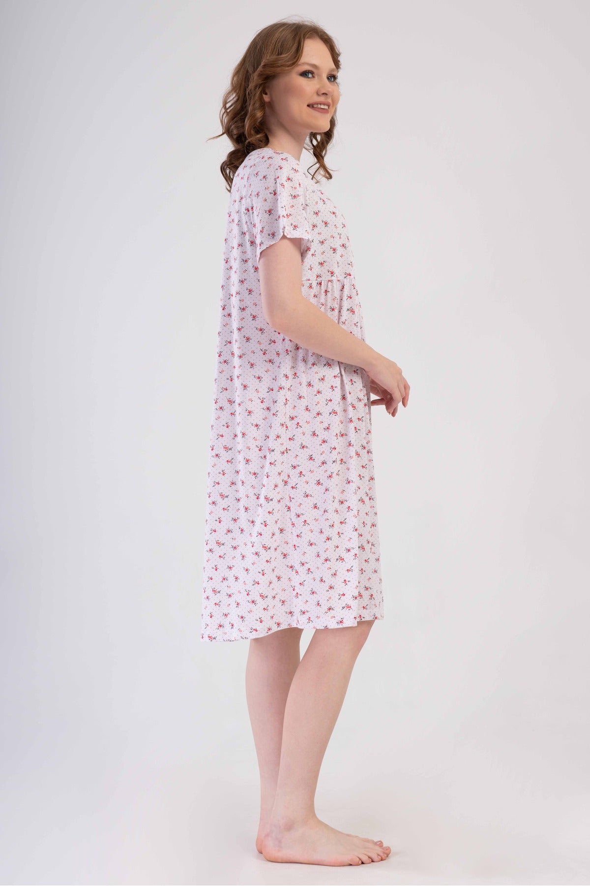 Woman Cotton Poca Grandma Short Sleeve Nightgown