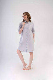Woman Supreme Vesa Short Sleeve Drop Shoulder Buttoned Shirt Tunic