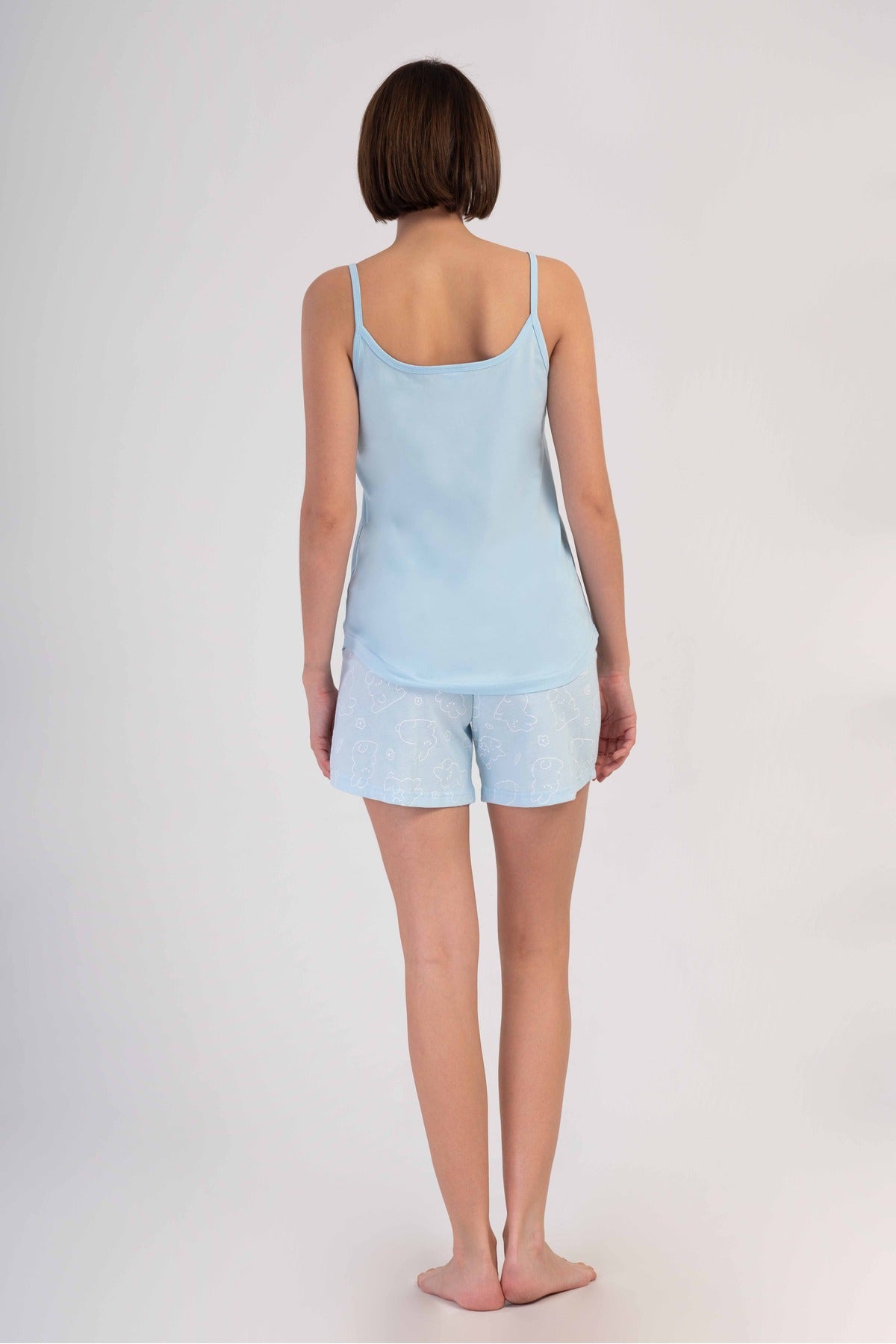 Woman Supreme Soft Blue Thin Strap Short Set