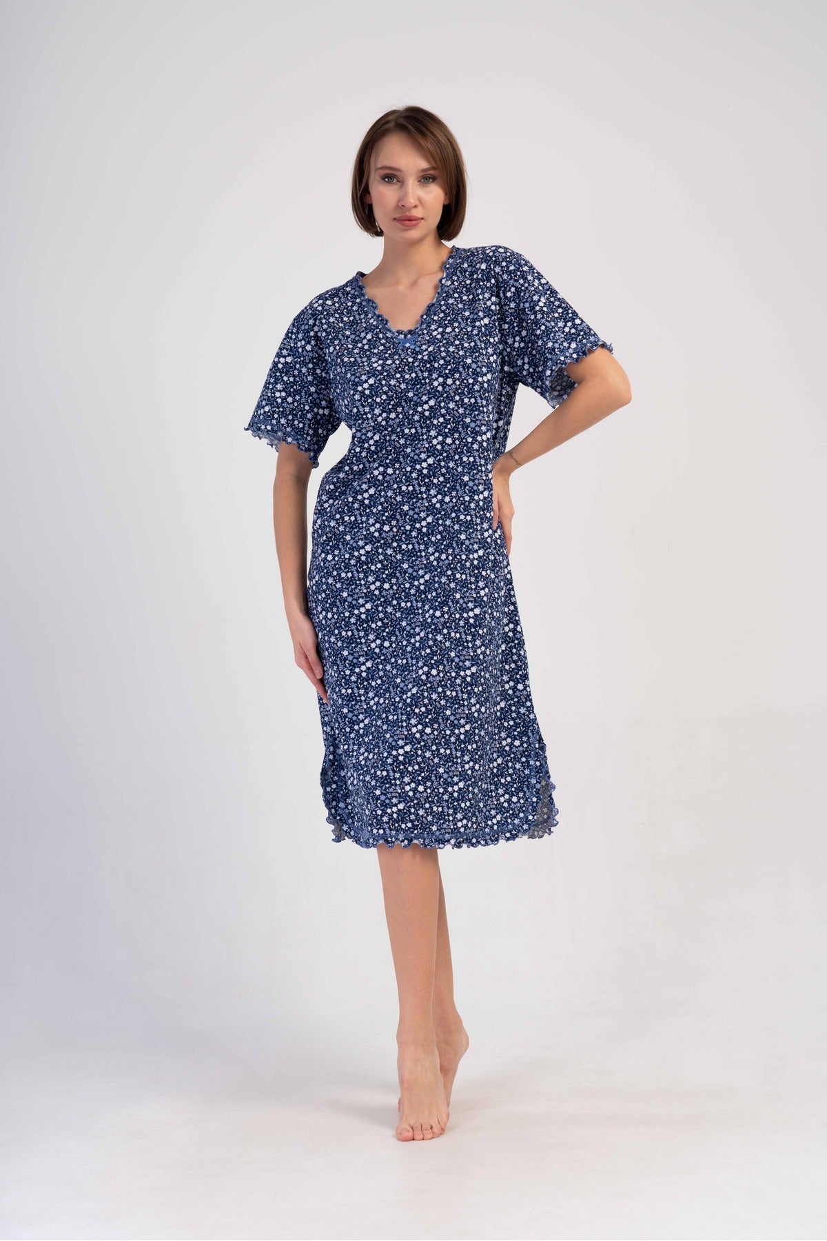 Woman Supreme Big Size Zama V Neck Short Sleeve Nightgown