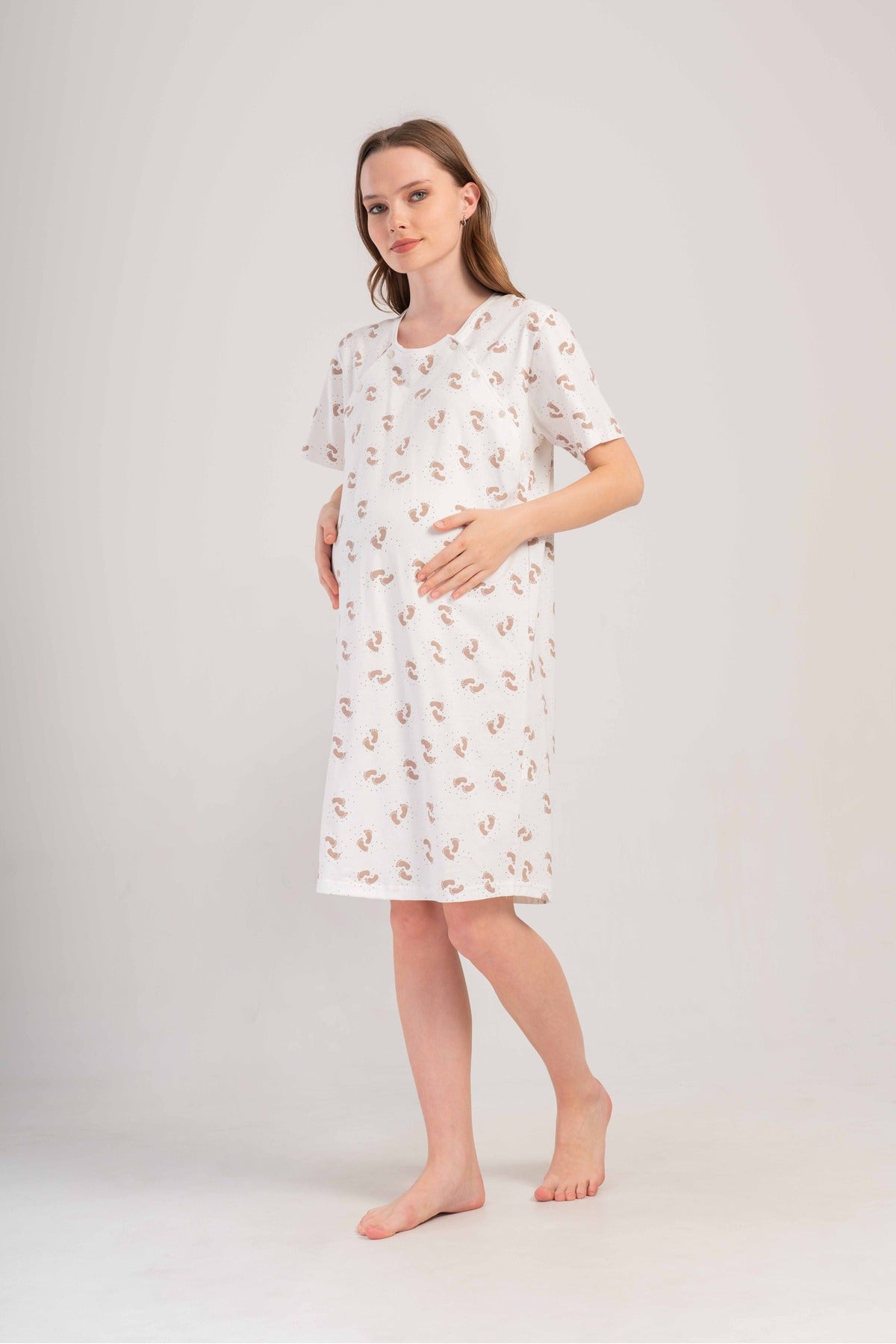 Woman Supreme Mona Buttoned Short Sleeve Pregnant Tunic