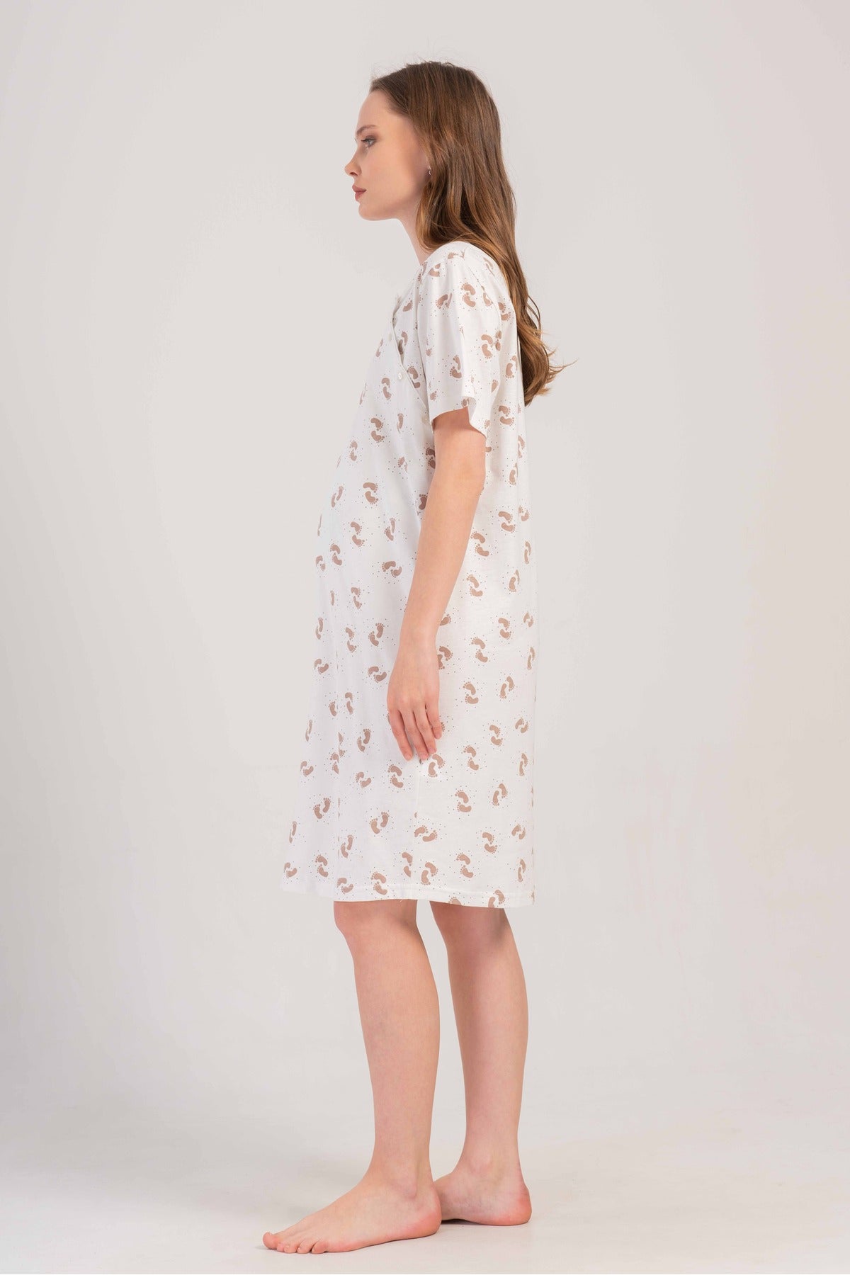 Woman Supreme Mona Buttoned Short Sleeve Pregnant Tunic