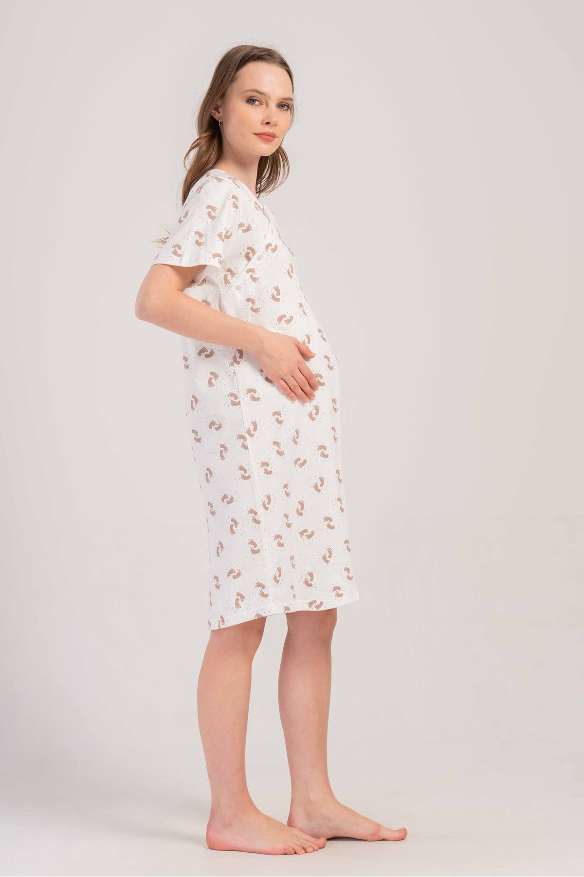 Woman Supreme Mona Buttoned Short Sleeve Pregnant Tunic