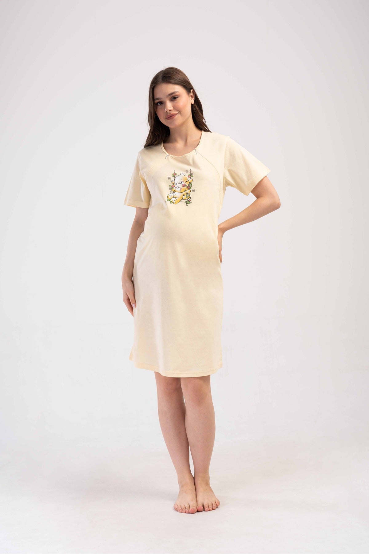 Woman Supreme Tenia Short Sleeve Zipper Detail Pregnant Tunic