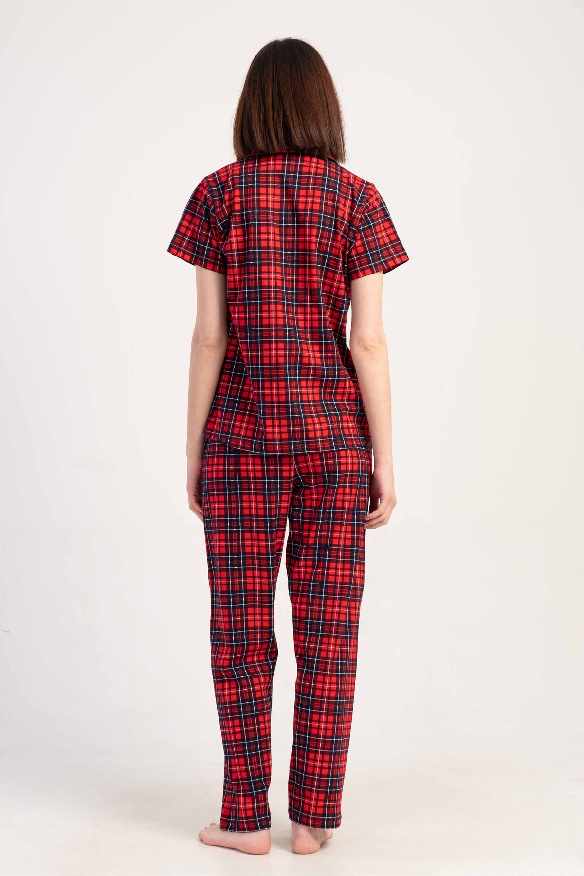 Woman Supreme Shirt Collar Short Sleeve Buttoned Pyjama Set