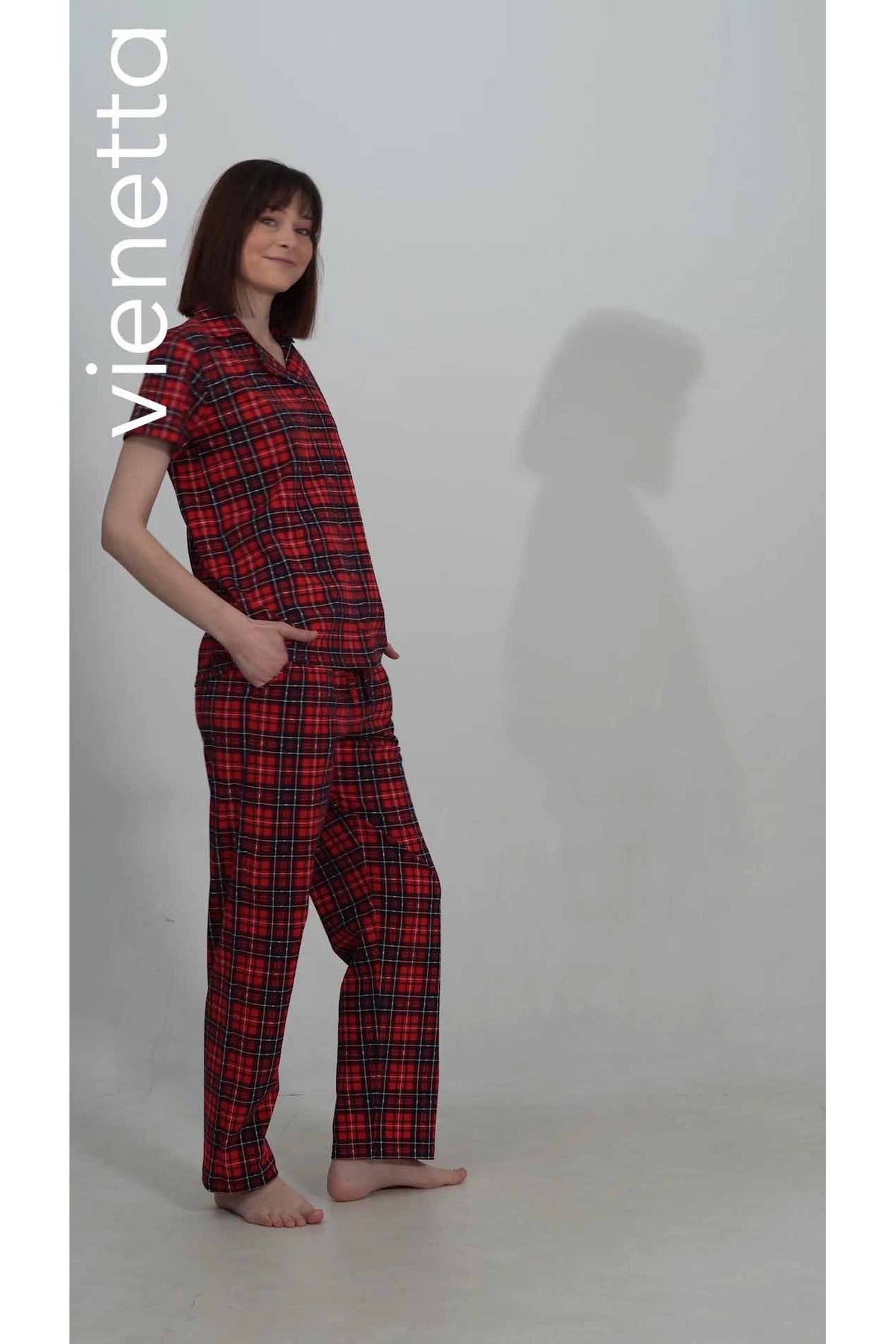 Woman Supreme Shirt Collar Short Sleeve Buttoned Pyjama Set