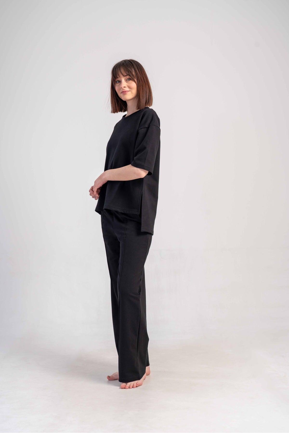 Woman Supreme Short Sleeve Drop Shoulder Long Pants Set