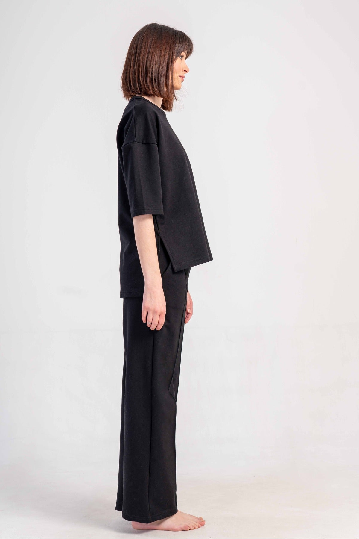 Woman Supreme Short Sleeve Drop Shoulder Long Pants Set