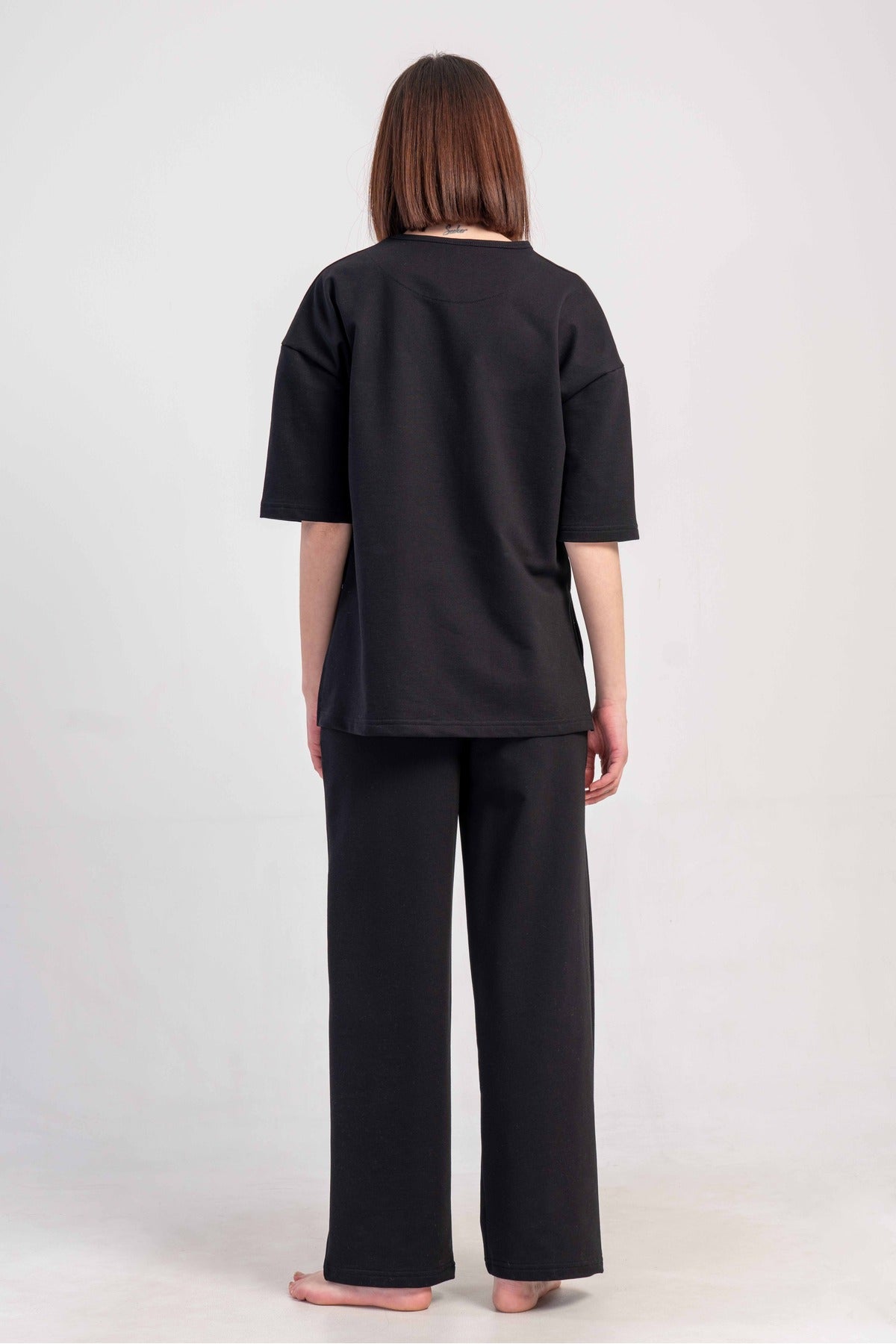 Woman Supreme Short Sleeve Drop Shoulder Long Pants Set