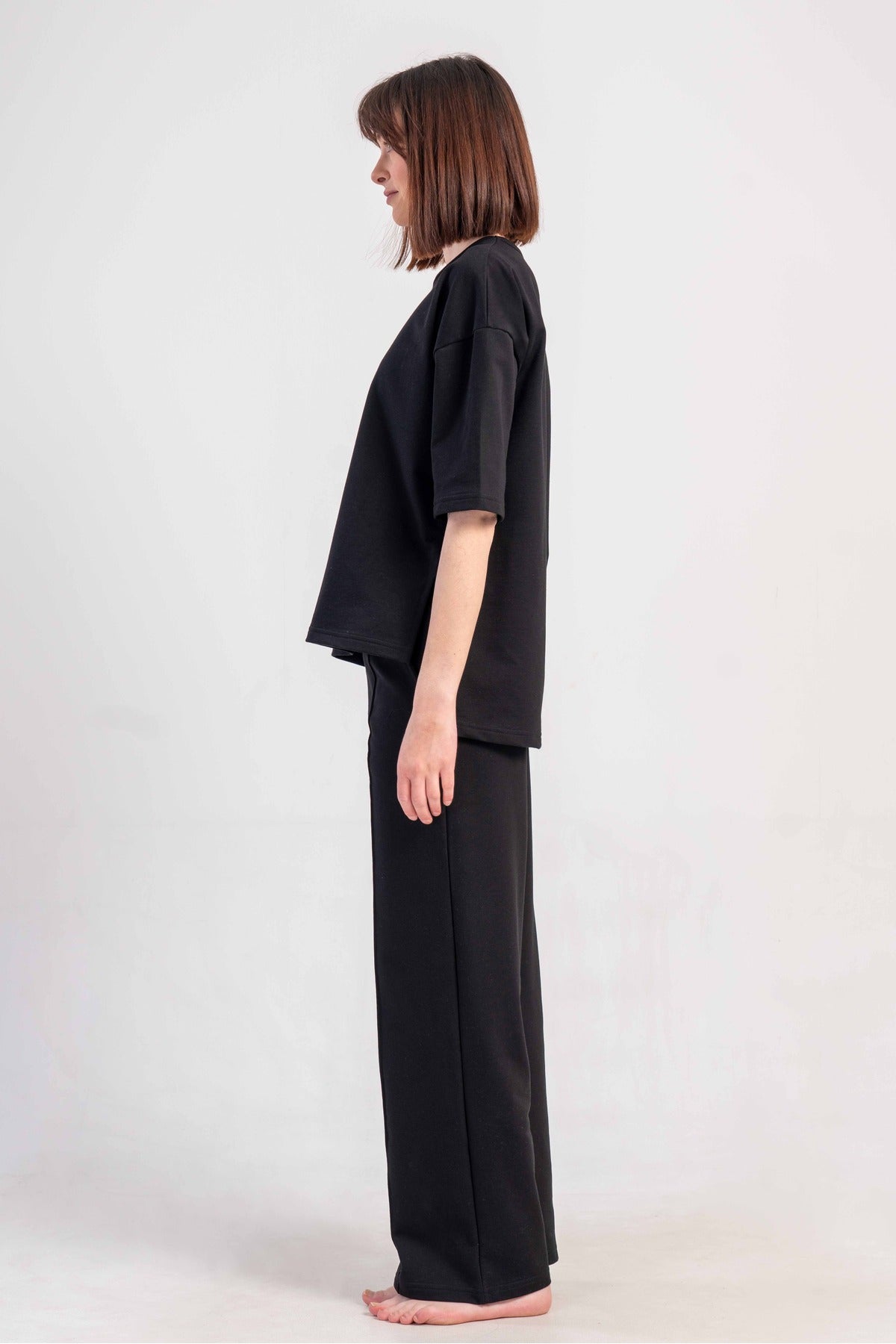 Woman Supreme Short Sleeve Drop Shoulder Long Pants Set