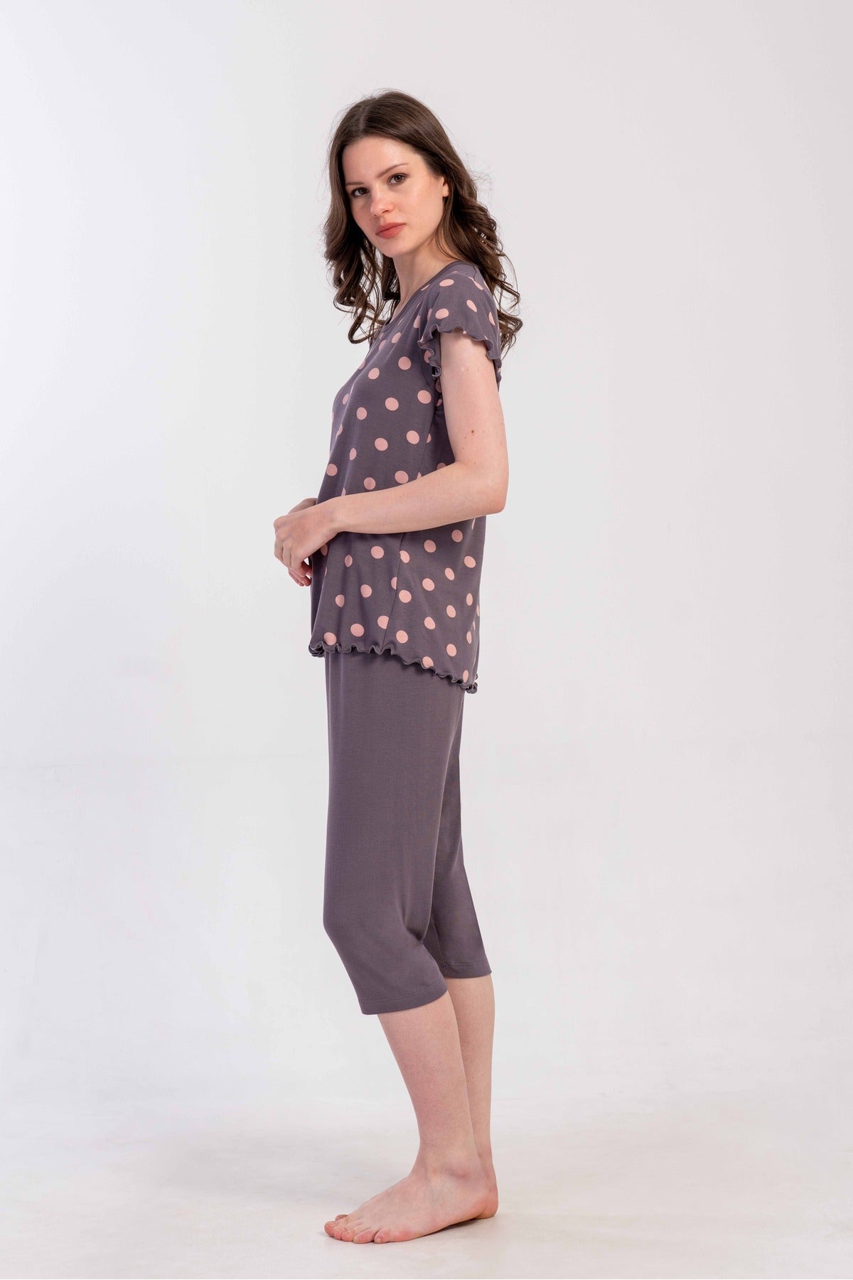 Woman Lycra Viscon Short Sleeve Capri Set