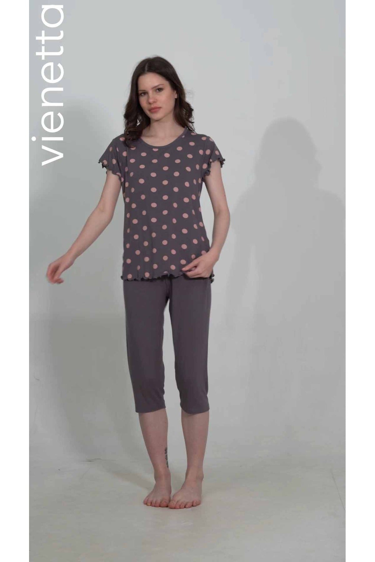 Woman Lycra Viscon Short Sleeve Capri Set