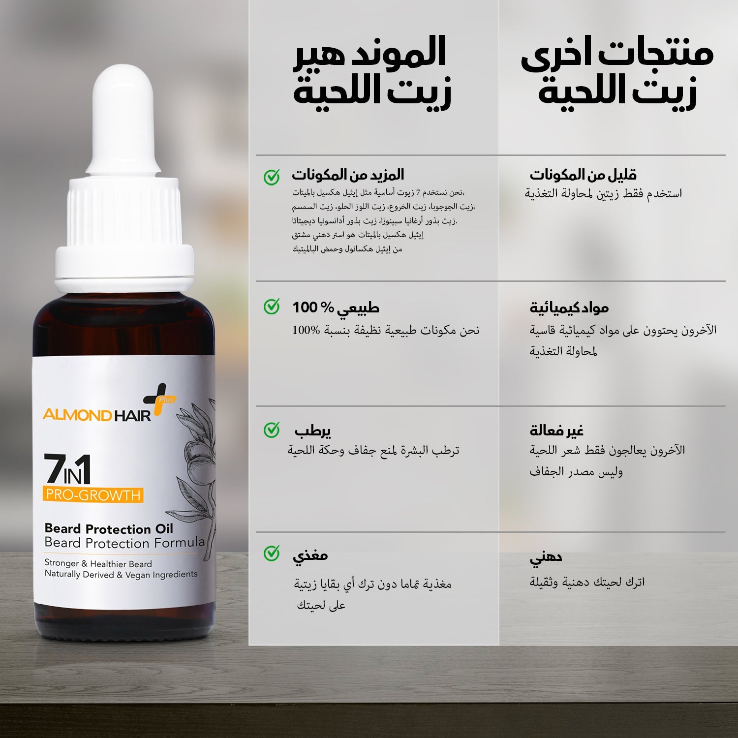 Almond Hair Natural Beard Protection Oil 7-in-1