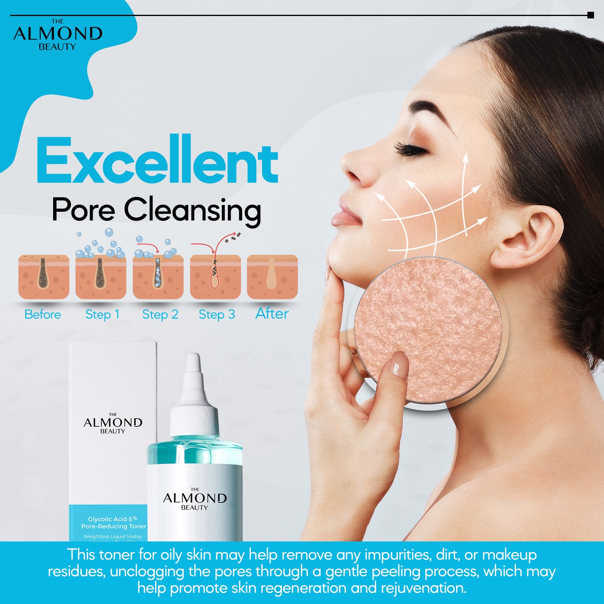 The Almond Beauty Pore Tightening Toner with Glycolic Acid AHA BHA