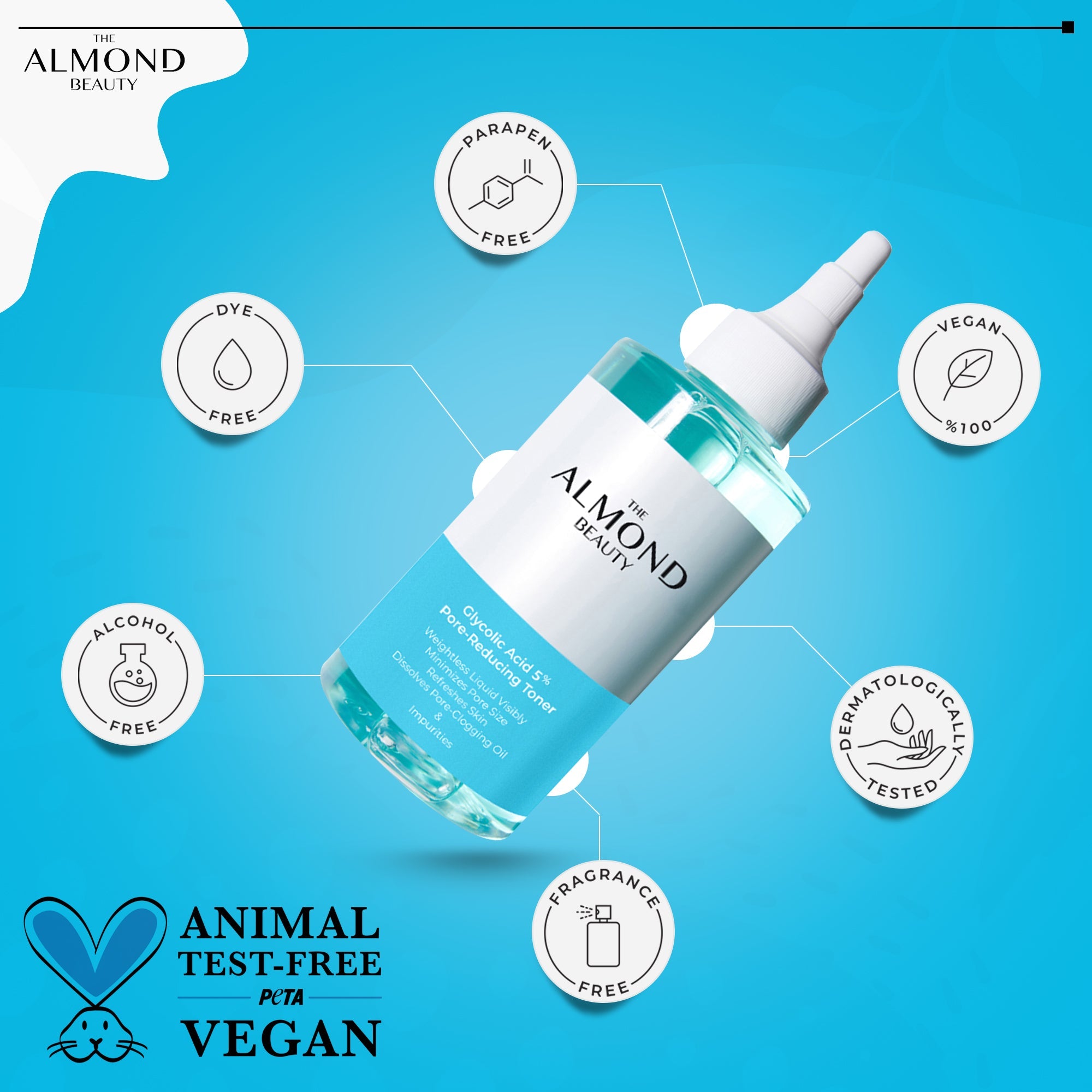 The Almond Beauty Pore Tightening Toner with Glycolic Acid AHA BHA