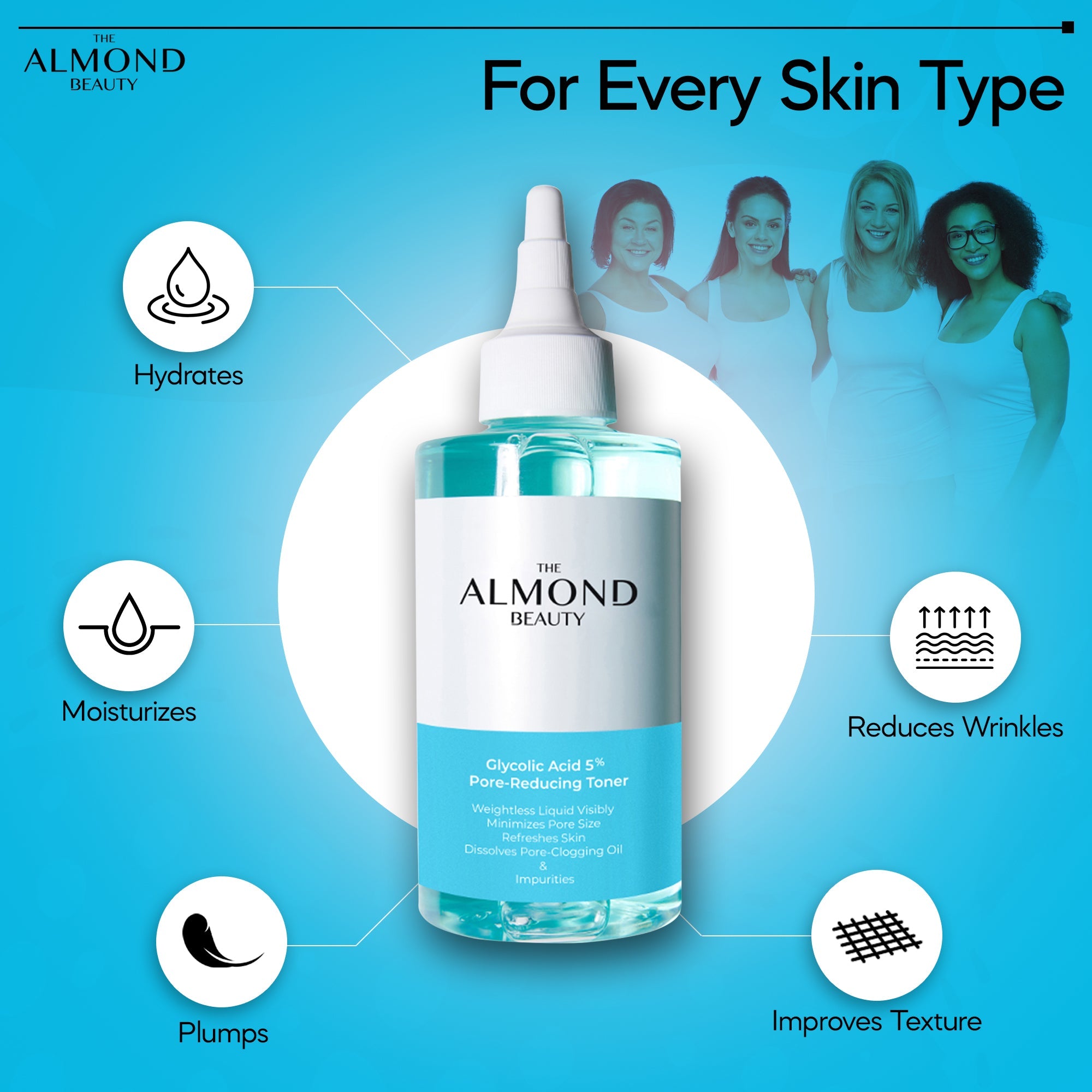 The Almond Beauty Pore Tightening Toner with Glycolic Acid AHA BHA