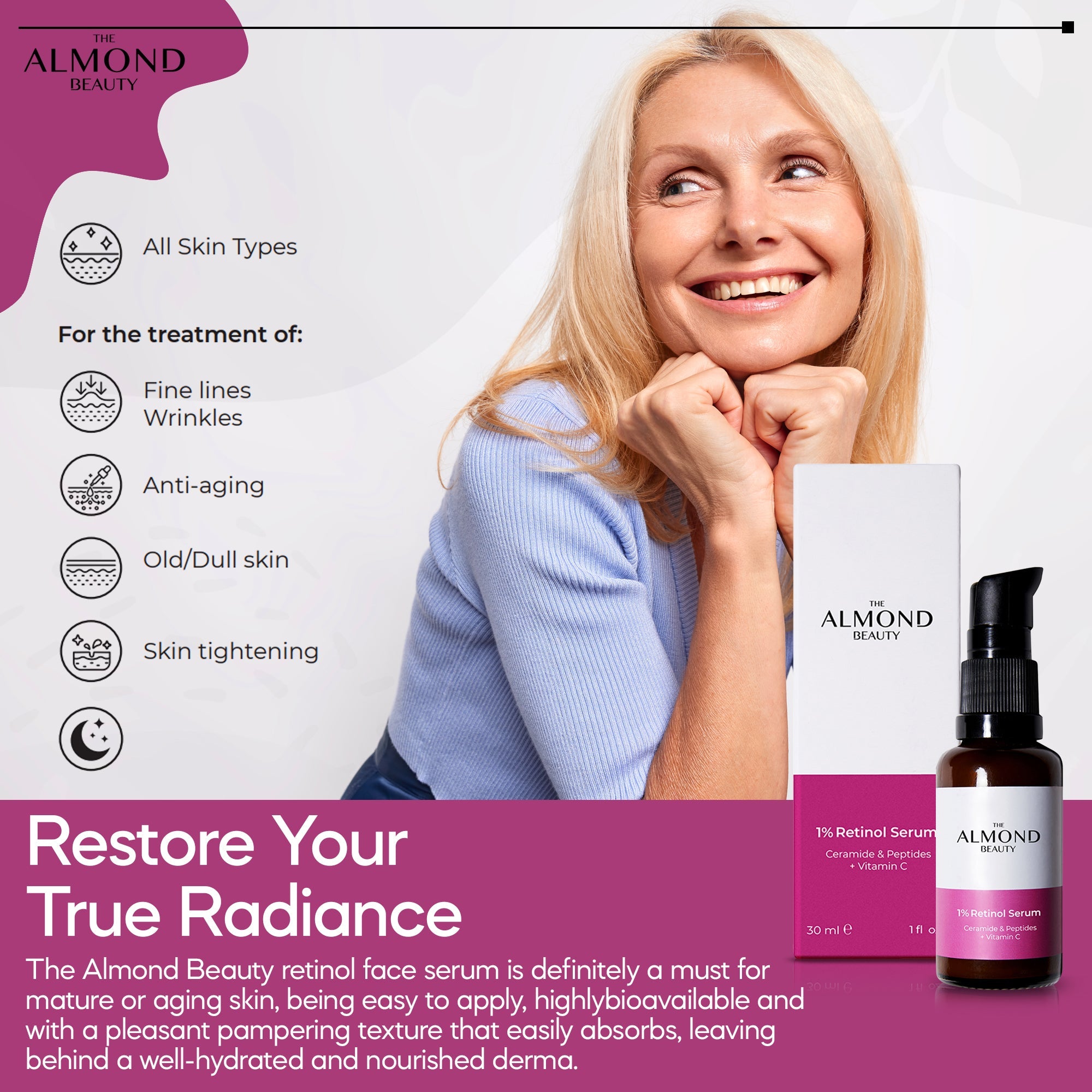 The Almond Beauty Night Renew Retinol Serum