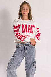 Girl Cargo Pocket Wide Leg Jeans