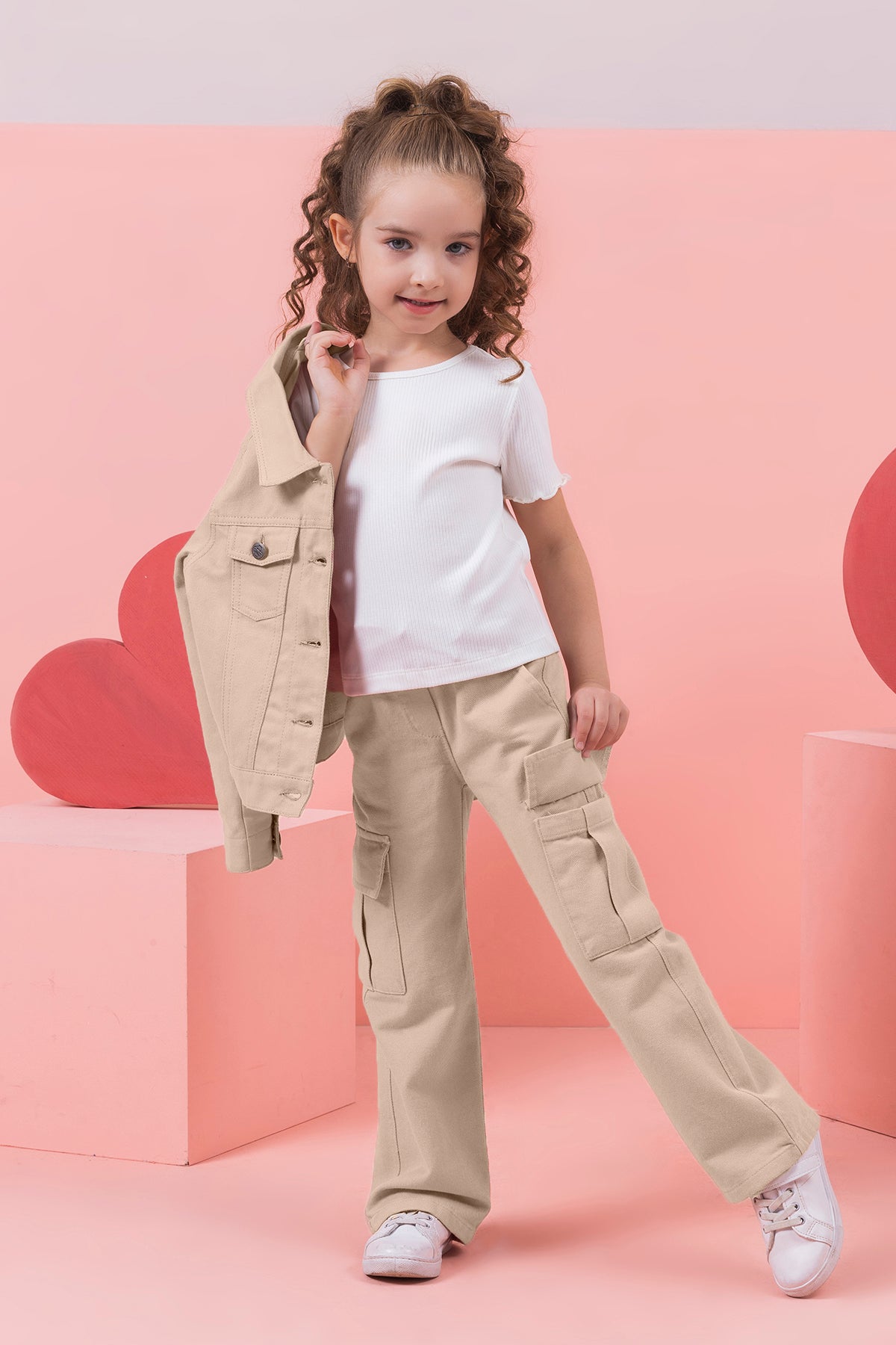 Girl Cargo Pocket Pipe Leg Gabardine Trousers