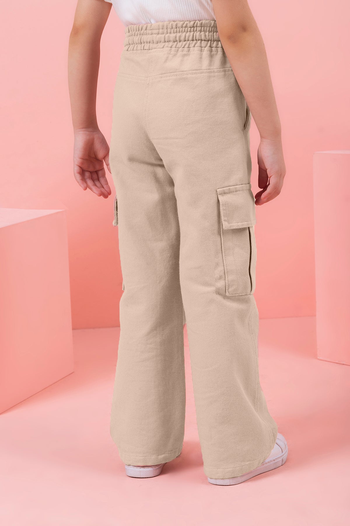 Girl Cargo Pocket Pipe Leg Gabardine Trousers
