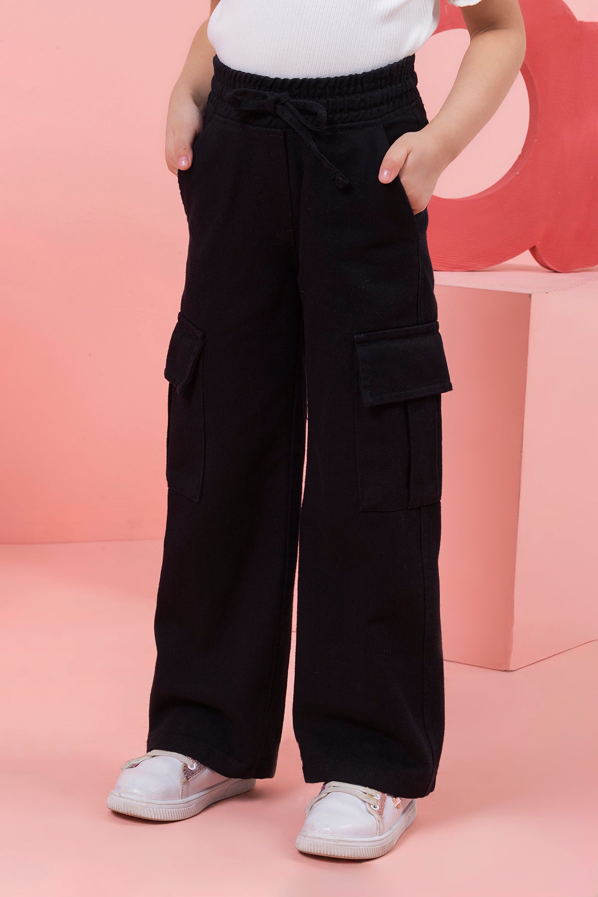 Girl Cargo Pocket Pipe Leg Gabardine Trousers