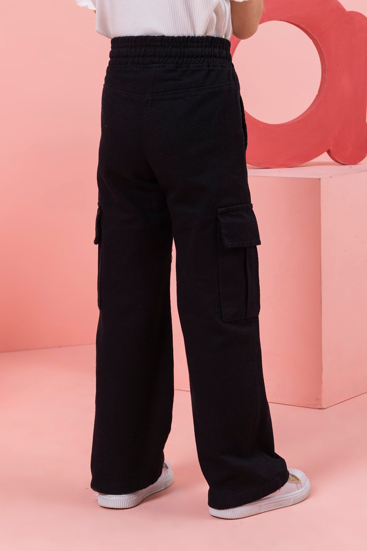 Girl Cargo Pocket Pipe Leg Gabardine Trousers