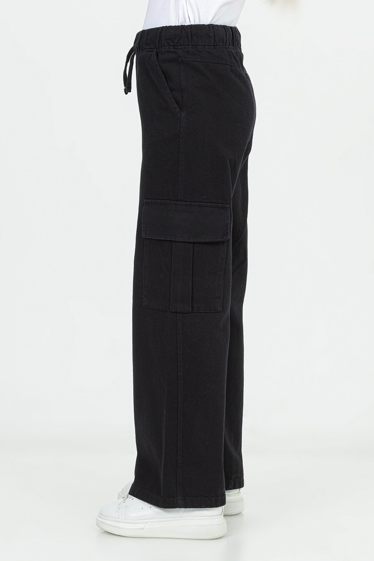 Girl Cargo Pocket Pipe Leg Gabardine Trousers