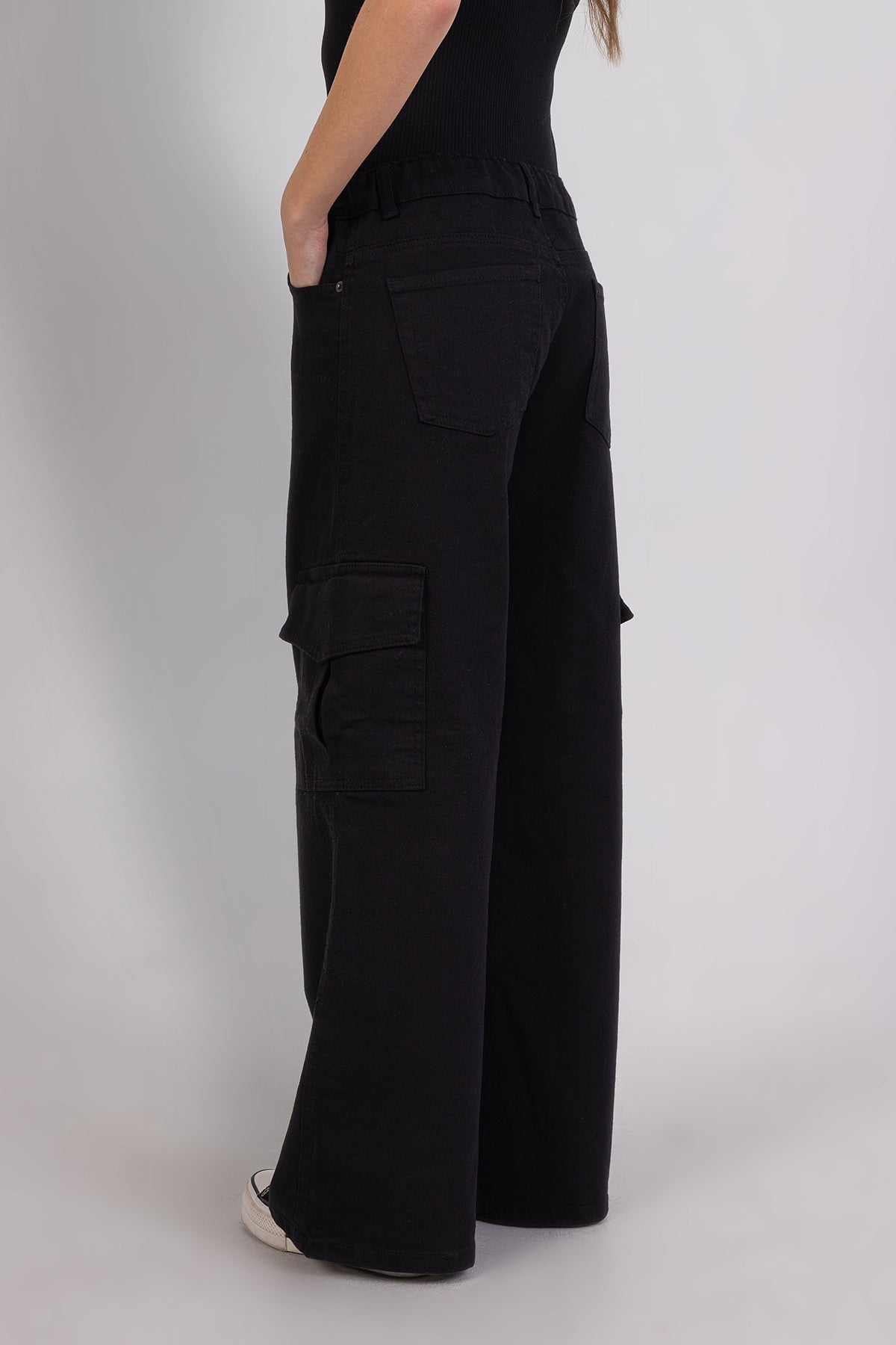 Girl Cargo Pocket Wide Leg Jeans