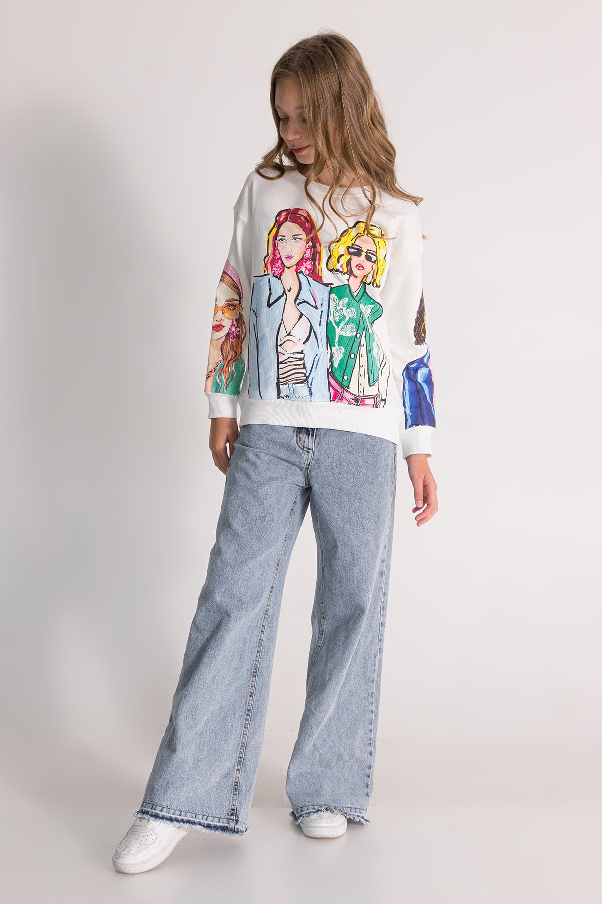 Girl Wide Leg Tasseled Jeans