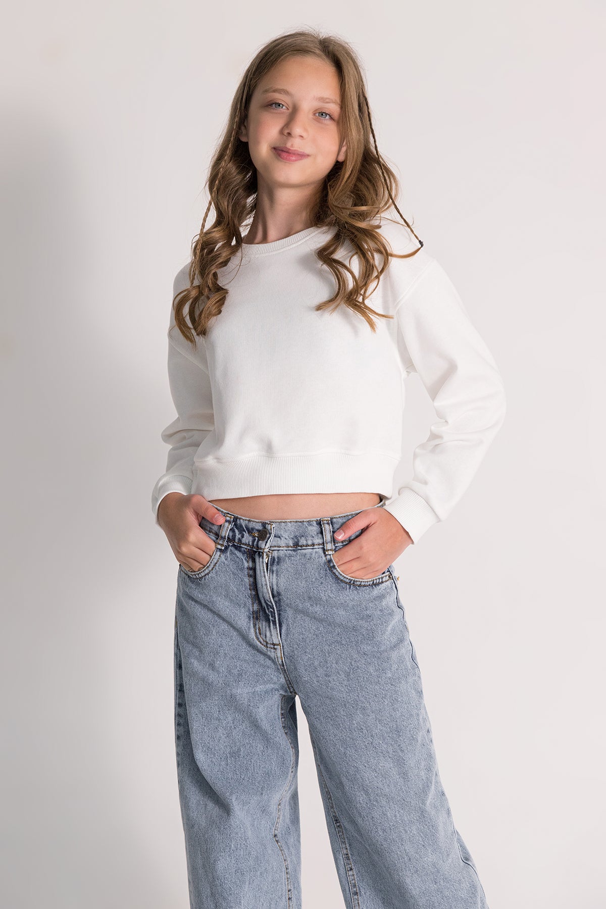 Girl Wide Leg Tasseled Jeans