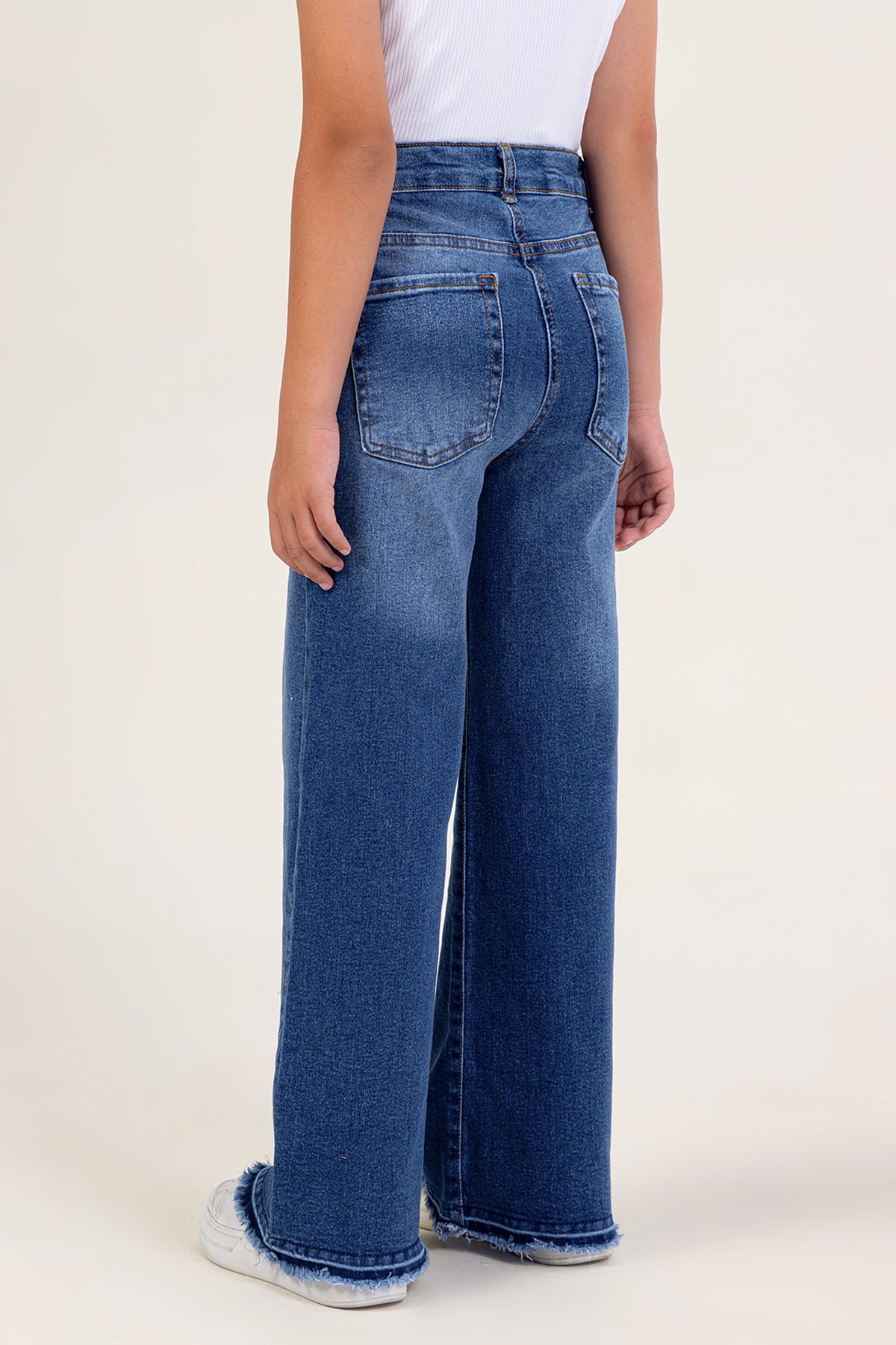 Girl Wide Leg Tasseled Jeans