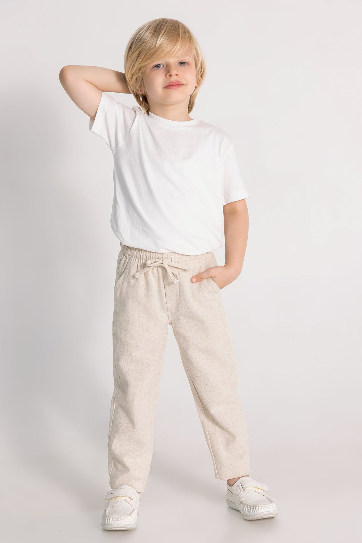 Boy Linen Look 3 Piece Suit
