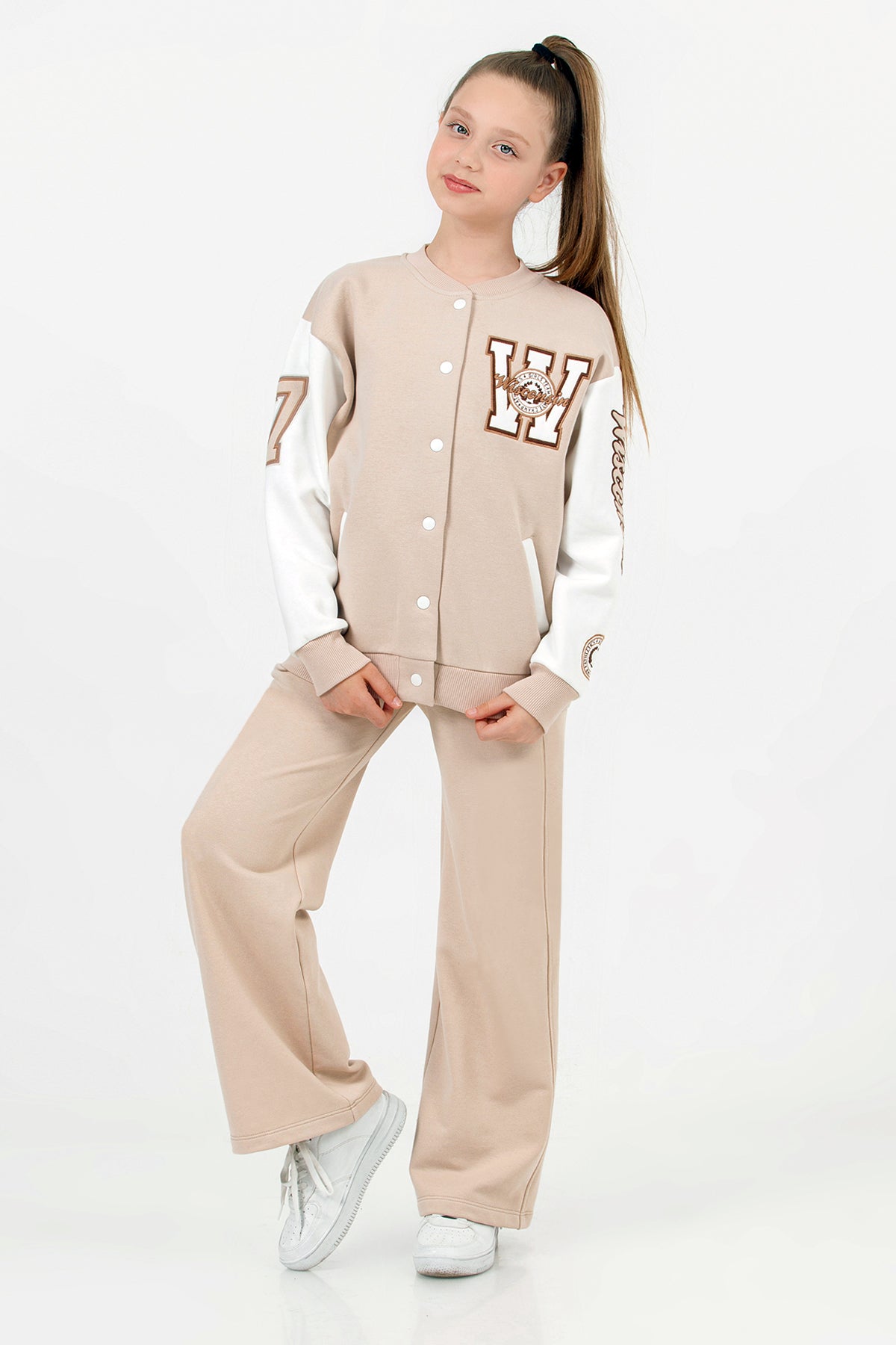 Girls Elastic Waist Wide Leg Trousers