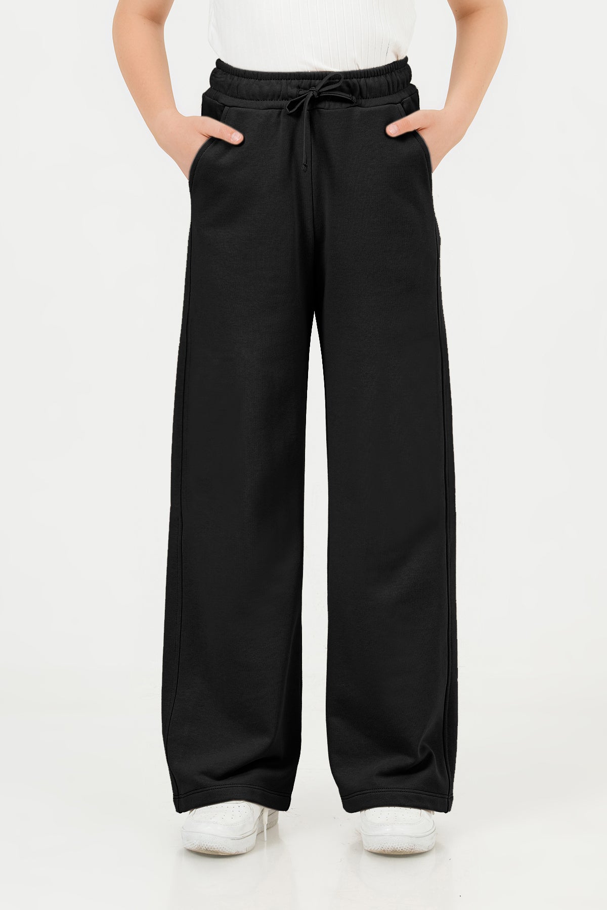 Girls Elastic Waist Wide Leg Trousers