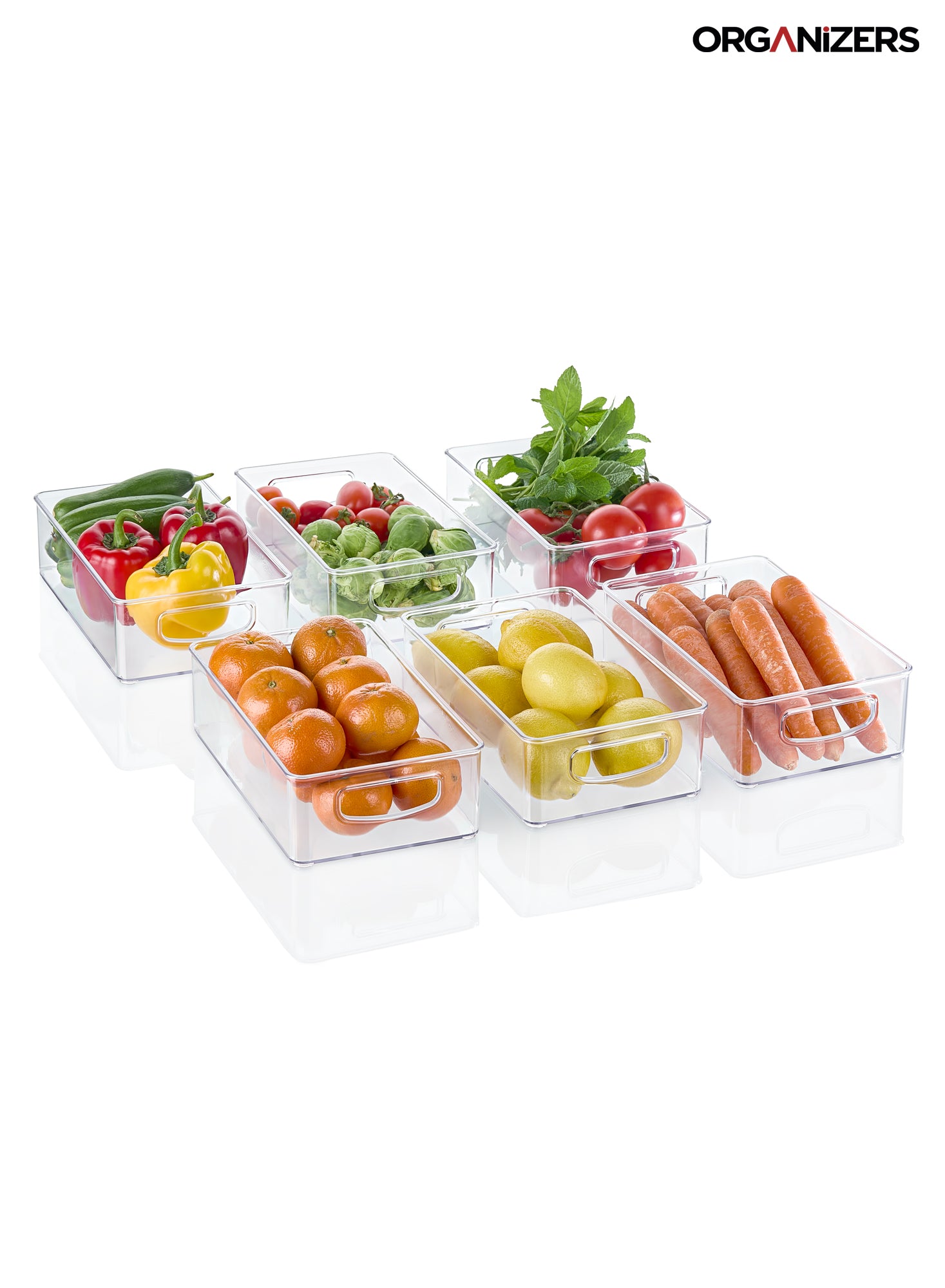 Organizers 6 Piece Refrigerator Organizer Bins, Plastic Kitchen Refrigerator Food Storage Container, | BPA Free