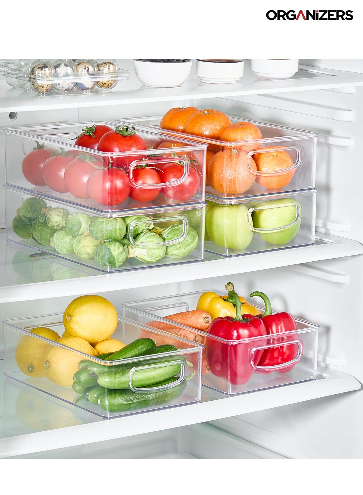 Organizers 6 Piece Refrigerator Organizer Bins, Plastic Kitchen Refrigerator Food Storage Container, | BPA Free