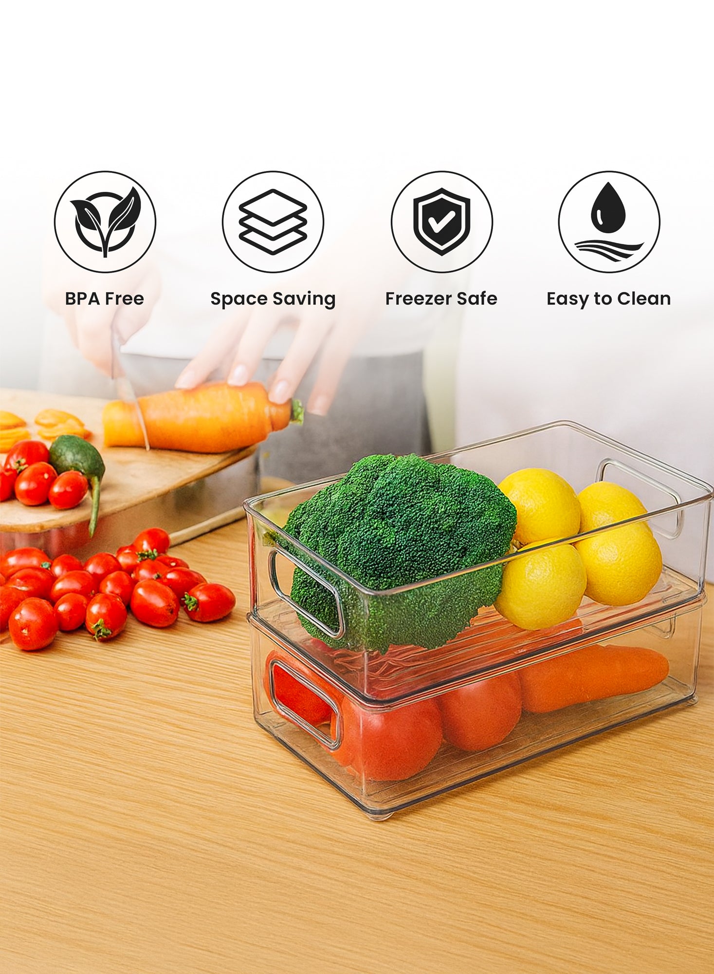 Organizers 6 Piece Refrigerator Organizer Bins, Plastic Kitchen Refrigerator Food Storage Container, | BPA Free