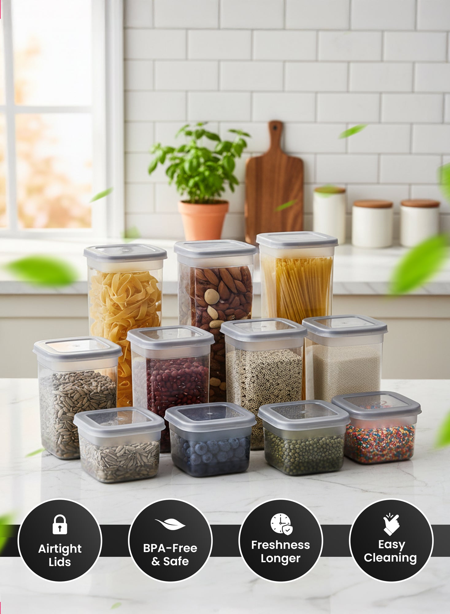 Organizers Set of 12 storage containers, Storage Containers with Lids, Airtight Food Storage Container Set, Practical Storage Box for All Foods | BPA Free