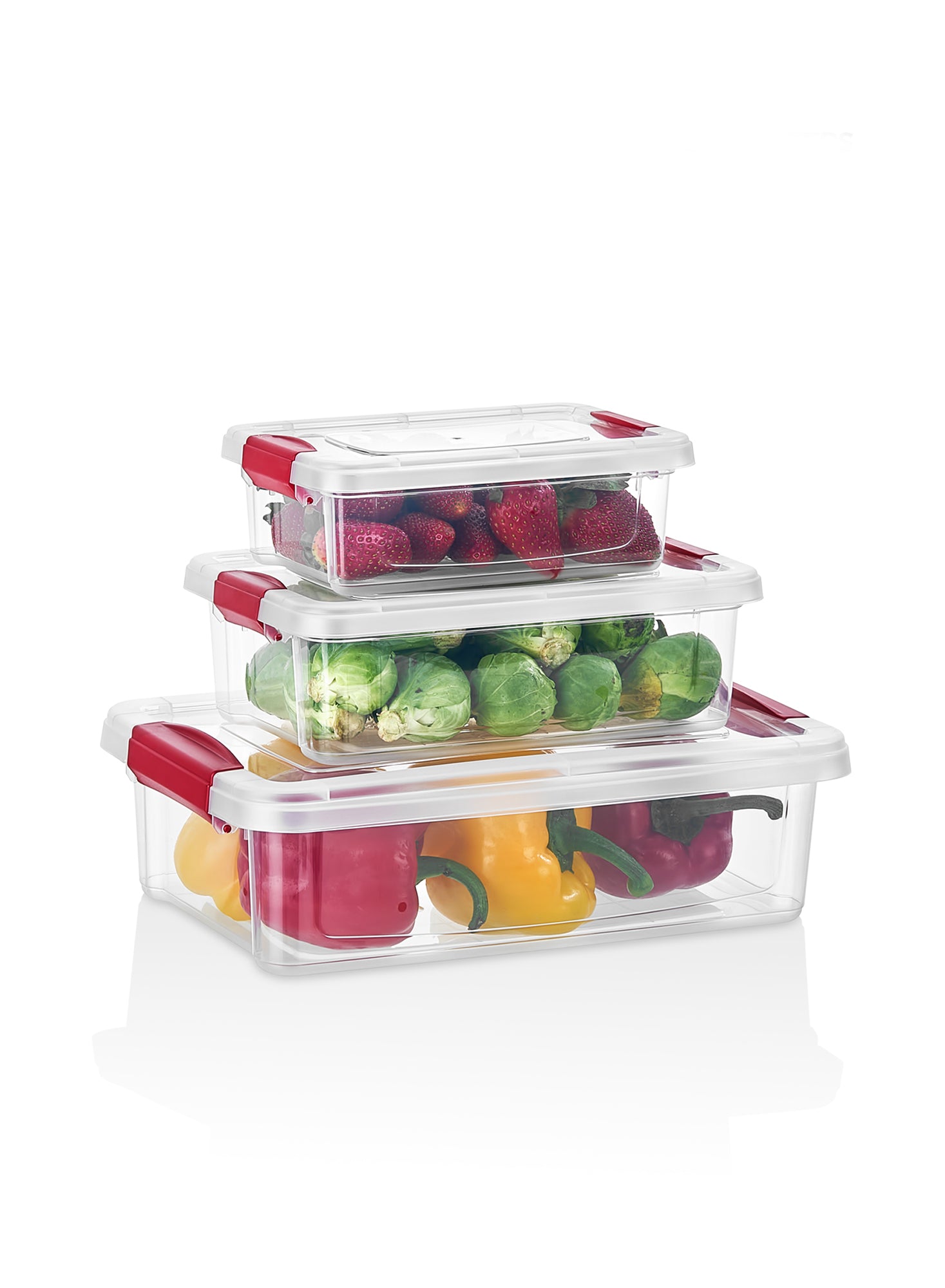 Organizers Set of 3 Lockable Plastic Storage Container Set, Nested Plastic Food Storage Container | Stackable (Gray) | BPA Free