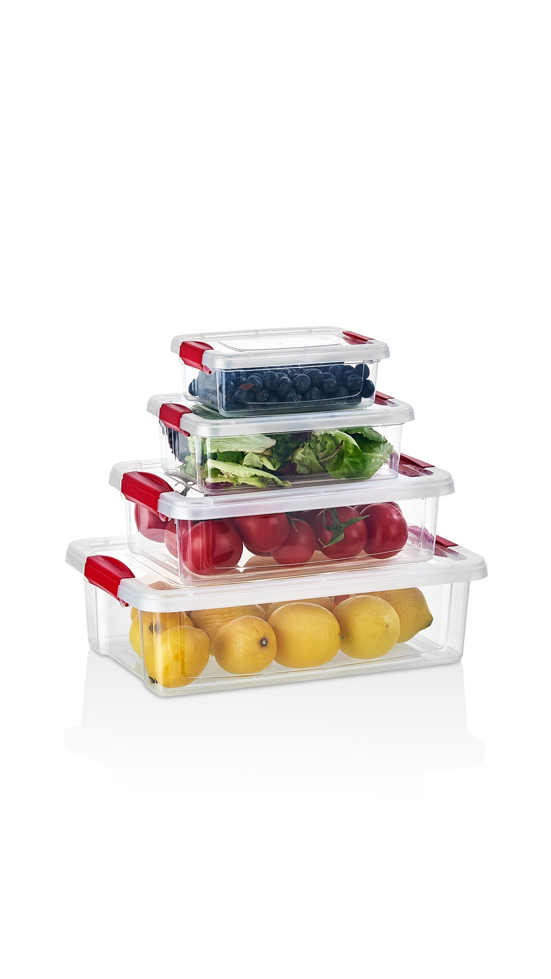 Organizers Set of 4 Lockable Plastic Storage Container Set, Nested Plastic Food Storage Container | Stackable | BPA Free