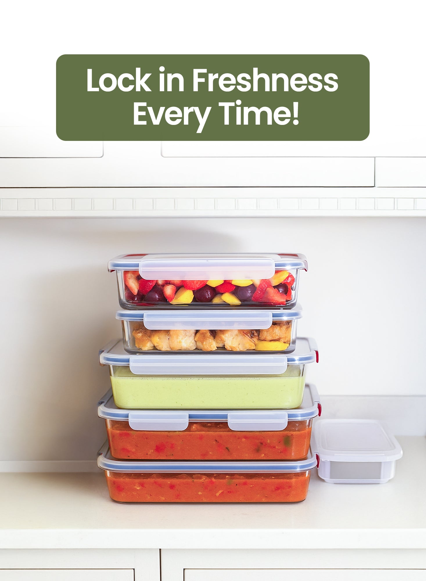 Organizers Set of 4 Lockable Plastic Storage Container Set, Nested Plastic Food Storage Container | Stackable | BPA Free