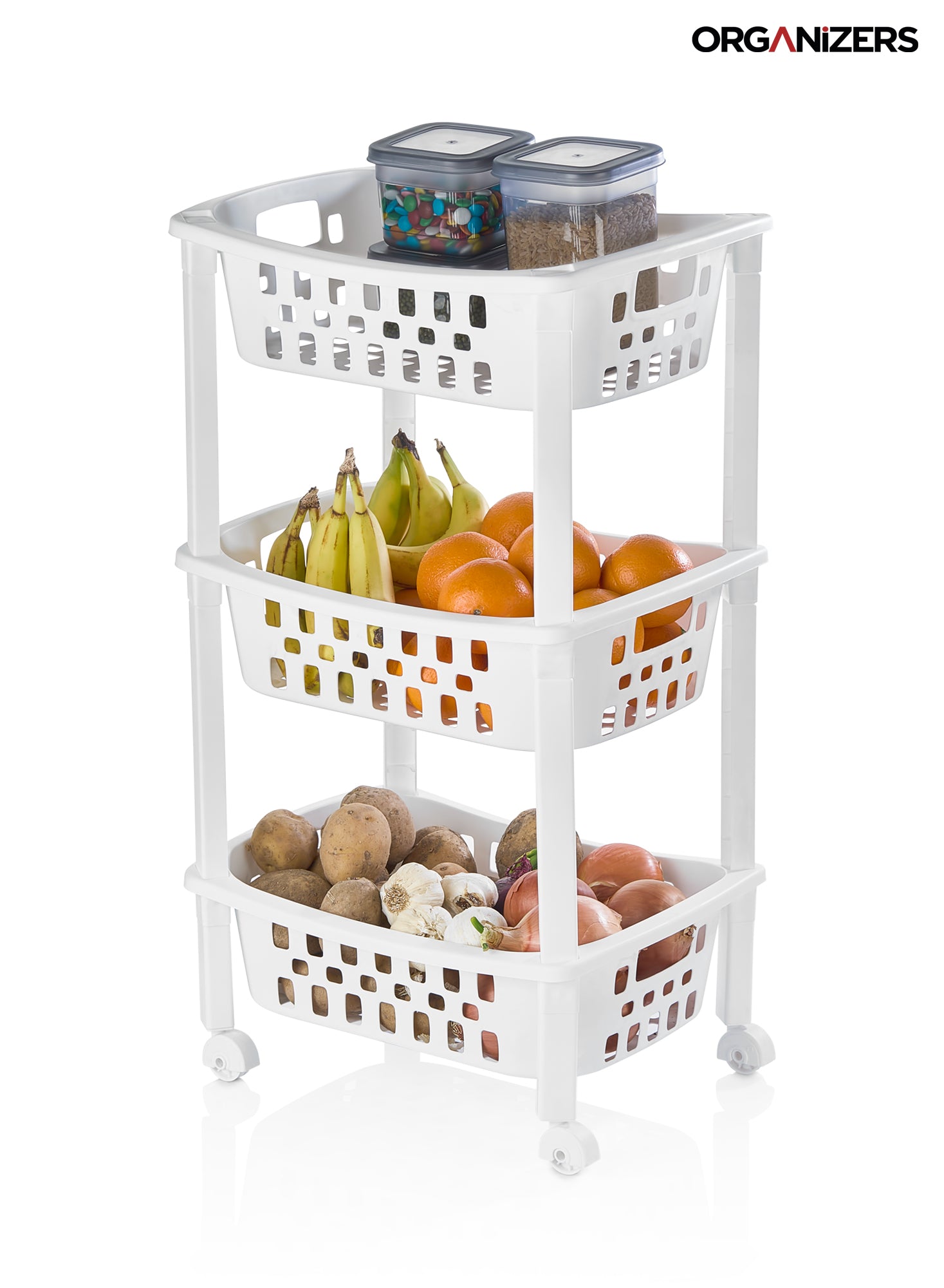 Organizers Kitchen Storage Rack, Multi Basket Slide-Out Rack 3 Layer | BPA Free