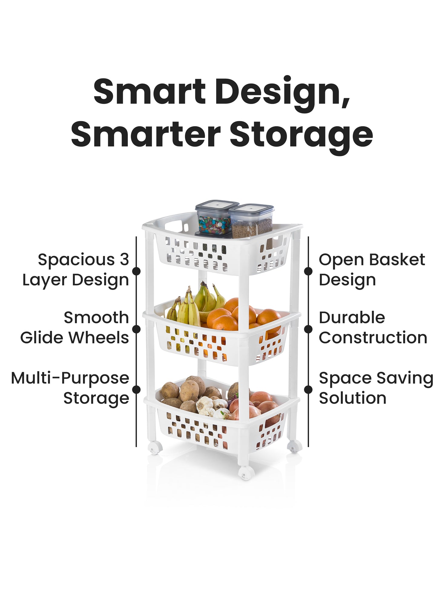Organizers Kitchen Storage Rack, Multi Basket Slide-Out Rack 3 Layer | BPA Free