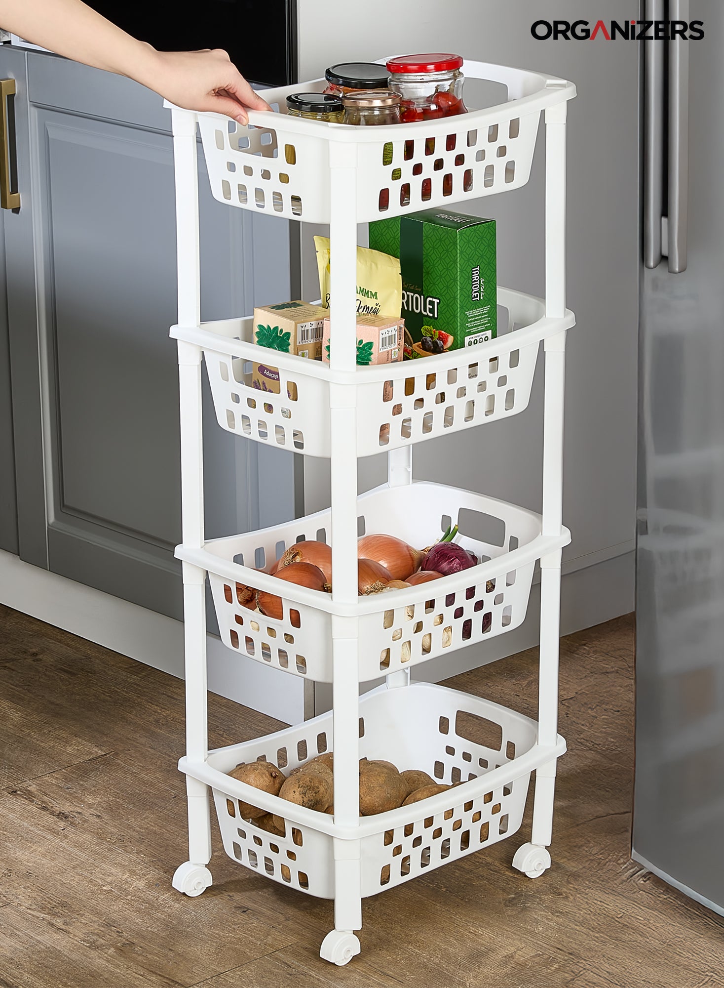 Organizers Kitchen Storage Rack, Multi Basket Slide-Out Rack 4 Layer | BPA Free