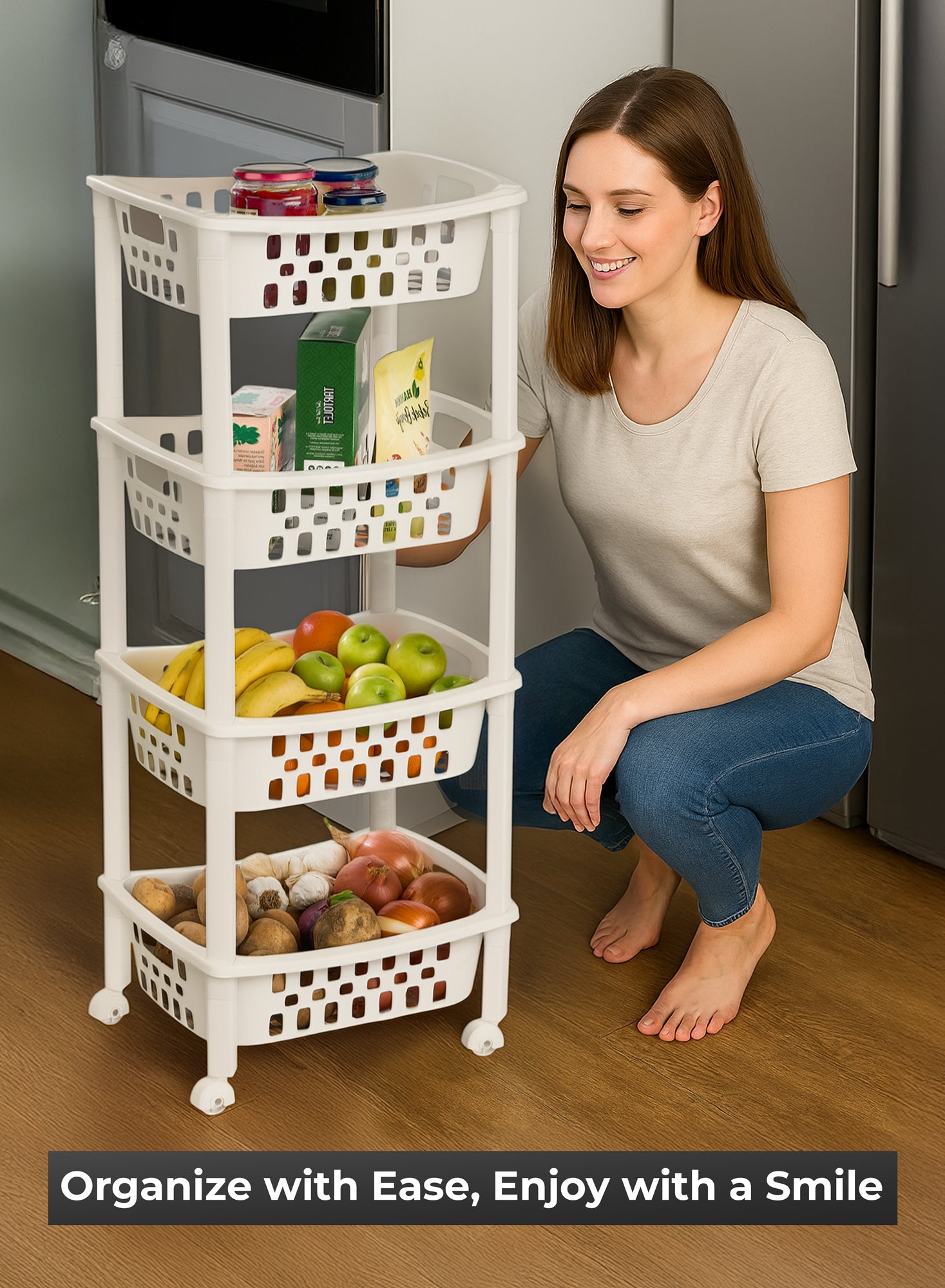Organizers Kitchen Storage Rack, Multi Basket Slide-Out Rack 4 Layer | BPA Free